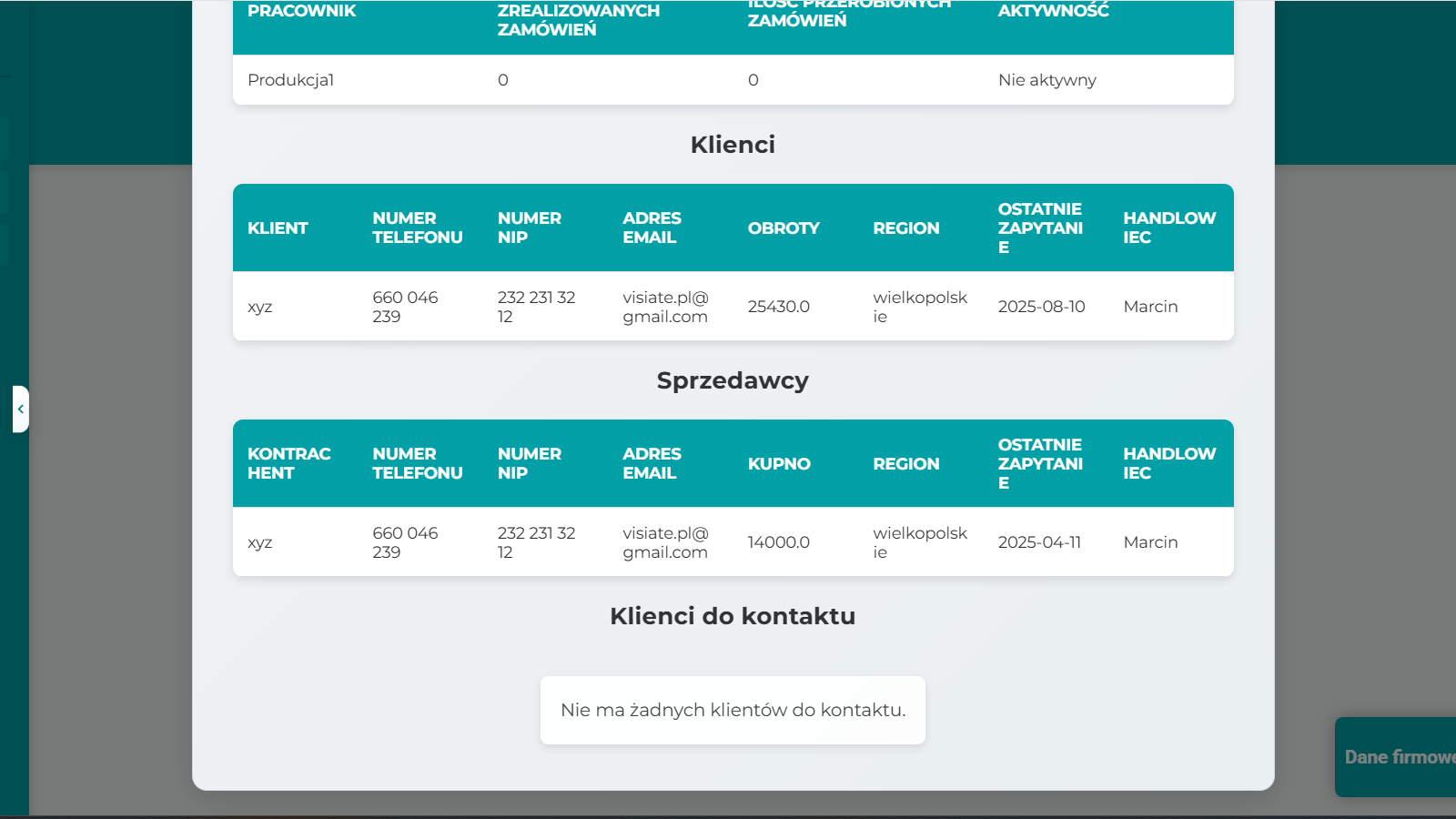 Historia Kontrahenta